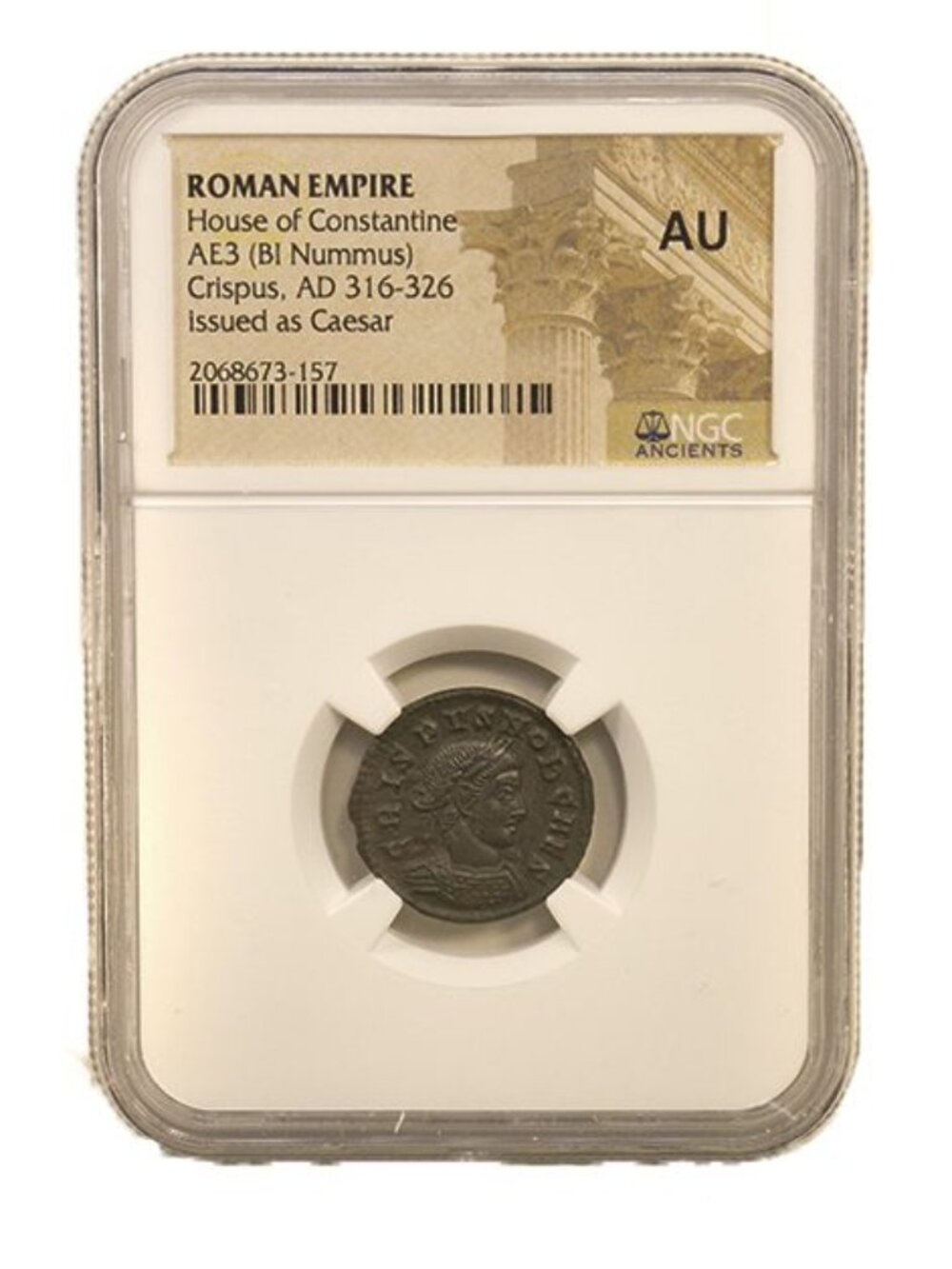 Crispus AE3 BI Nummus AD 316-326 NGC AU Ancient Roman Coin